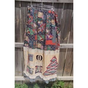 Chessa‎ davis Christmas holiday skirt presents tree maxi vintage maxi bells folk